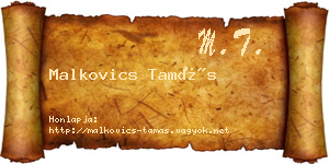 Malkovics Tamás névjegykártya